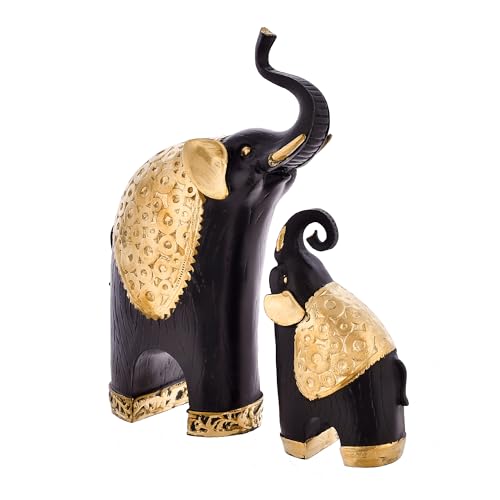 Deveie Crafts Elephant Family Antique Design Sculpture for Home Décor, Showpiece for Living Room Table Décor (28x19 CM) - Deveie
