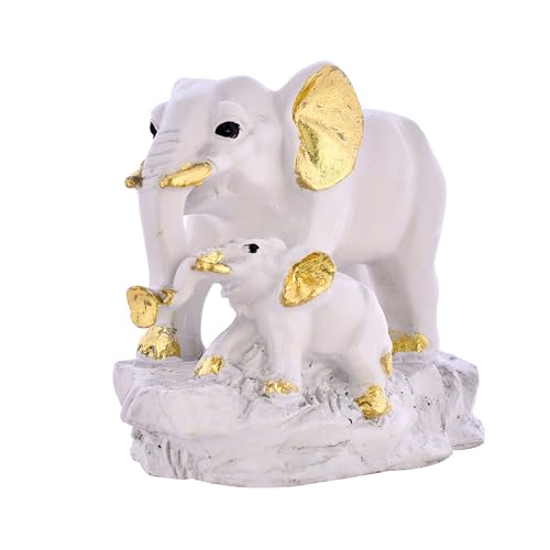 Deveie Crafts Walking Small Elephant Family Mom and Baby Sculpture for Home Décor, Showpiece for Living Room Table Décor (23x17 CM) - Deveie