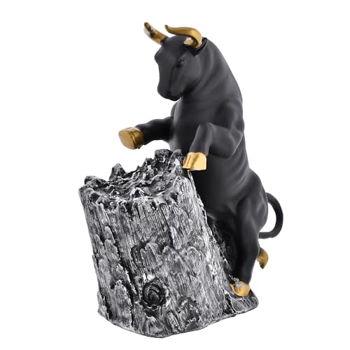 Deveie Craft Bull Climbing on Rock Sculpture for Home Decor and for Vaastu, Showpiece for Living Room Table Dcor (26 X 25 CM) - Deveie