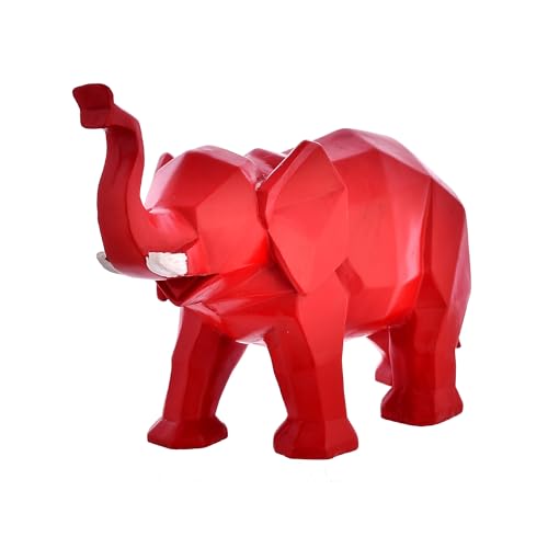 Deveie Crafts Elephant in Diamond Cut Pattern Antique Sculpture for Home Décor, Showpiece for Living Room Table Décor (22x20 CM) - Deveie