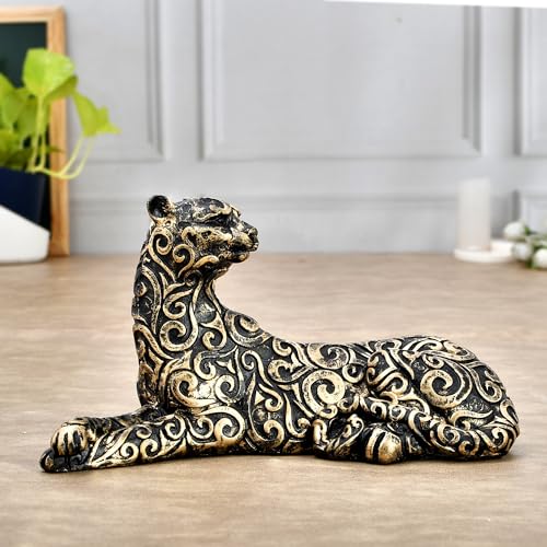 Deveie Craft Panther Sitting Position Antique Design Sculpture for Home Dcor, Showpiece for Living Room, Table Decor - Deveie
