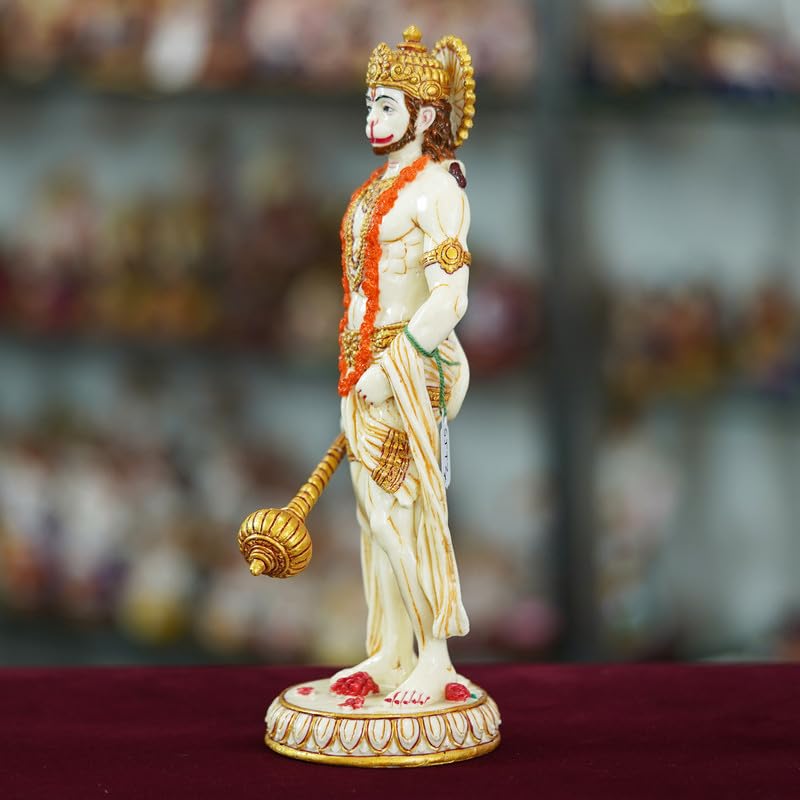 Deveie Crafts Marble Handmade Hanuman Ji Idol for Home Décor Decorations for Living Room Handcrafted Showpiece for Décor (10 INCHES Height) - Deveie
