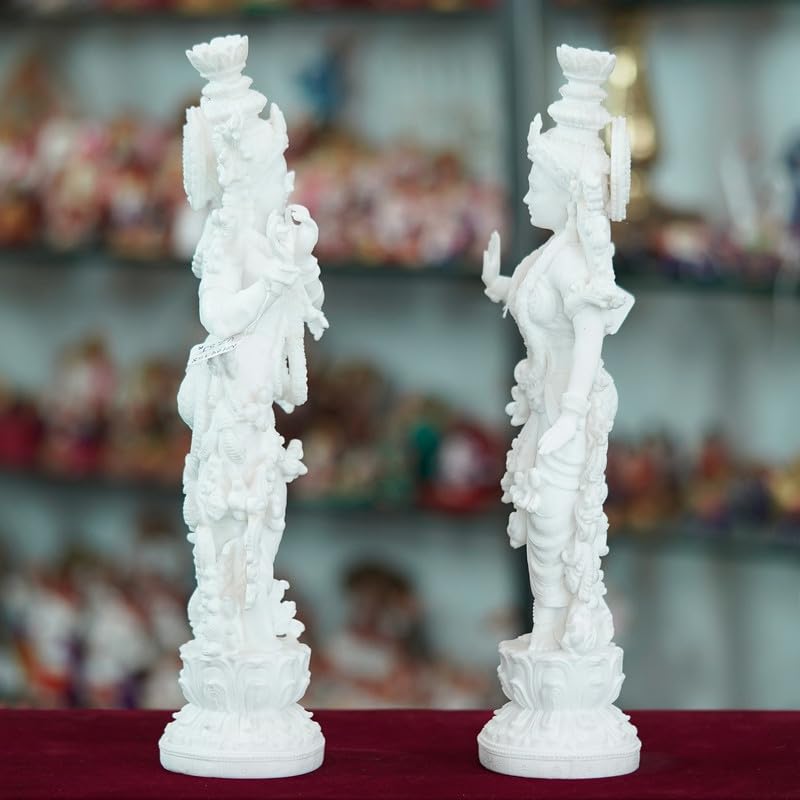 Deveie Crafts Marble Handmade Radha Krishna Ji Idol for Home Décor Handcrafted Showpiece for Table Décor(14 INCHES Height) - Deveie