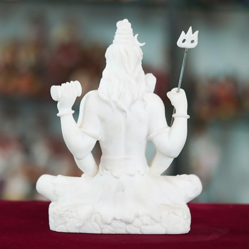 Deveie Crafts Marble Handmade Mahadev Shivaji Idol for Home Décor Handcrafted Showpiece for Table Décor(8 INCHES Height) - Deveie