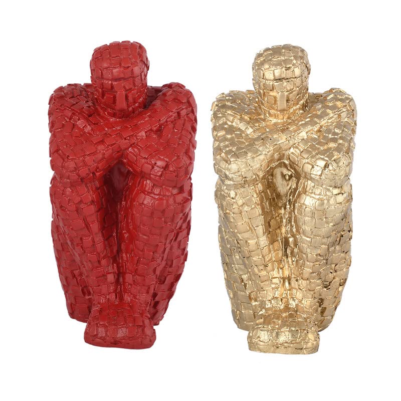 Handcrafted Set of 2 Resin Thinking Men Showpiece for Home Décor Lovable Designer Decorative Gift Item by Deveie Crafts - Deveie