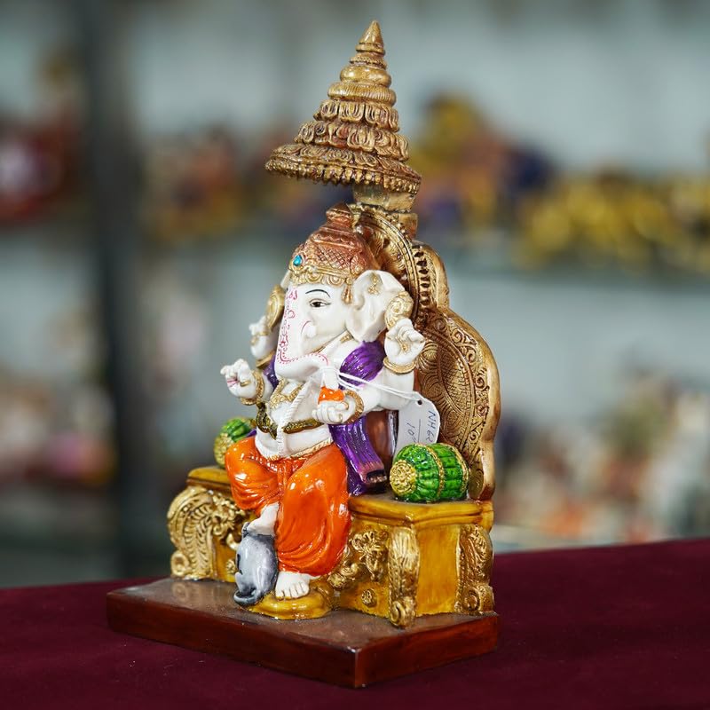 Deveie Crafts Marble Handmade Ganesh Ji Idol for Home Décor Decorations for Living Room Handcrafted Showpiece for Décor(10 INCHES Height) - Deveie