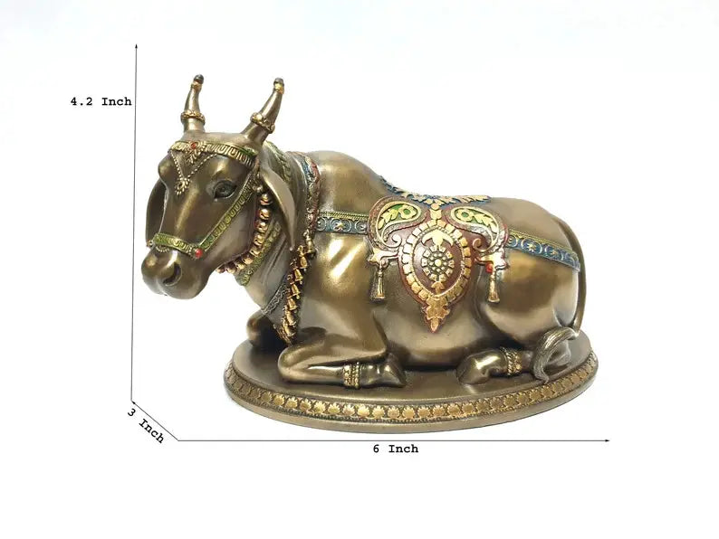 Deveie Crafts Bronze Statue of Nandi the Sacred Bull Gatekeeper of Shiva and Parvati, God Nandi Statue, Shiva, Sacred Bull - Deveie