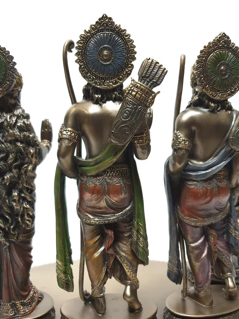 Deveie Crafts Ramdarbar Statue, Lord Rama, Lord Hanuman, Lord Lakshman, Sita Mata, Rama family statue, Hindu Gods statue, Ram With Hanuman - Deveie