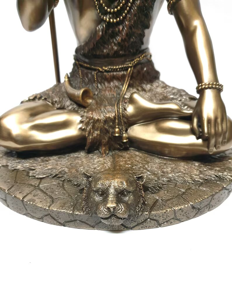 Deveie Crafts Shiva Statue in Dhyana Mudra, Lord Shiva Statue, Big Bonded Bronze Shiva Statue, Bronze Finish Shiva Idol, Blessing Siva Idol (27 cm) - Deveie