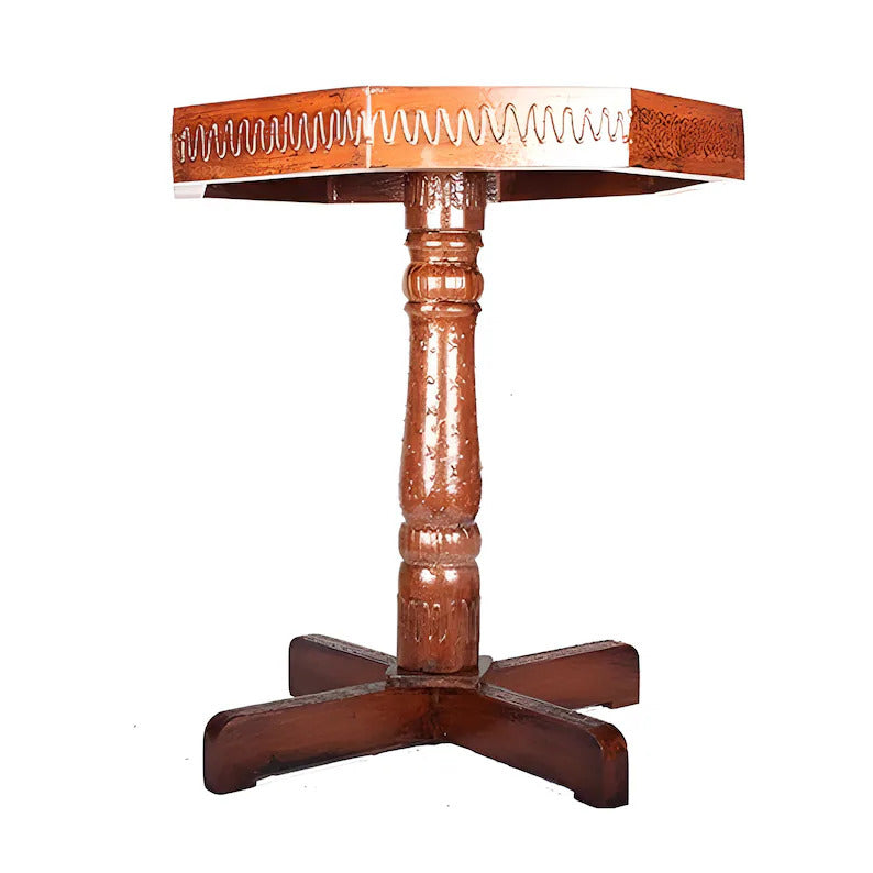 Deveie Crafts Rajasthani Mughlai Art Handpainted Wooden Table for Living Room | Coffee & Tea Table | Elephant Painting Wooden Table | Flower pot holder. - Deveie