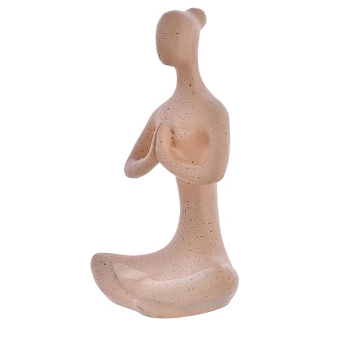 Deveie Crafts Resin Modern Art Yoga Lady Namaste Position Idol Figurine for Table Corner Living Room and for Home Decor, Showpiece for Decoration(20 X 14 CM) - Deveie