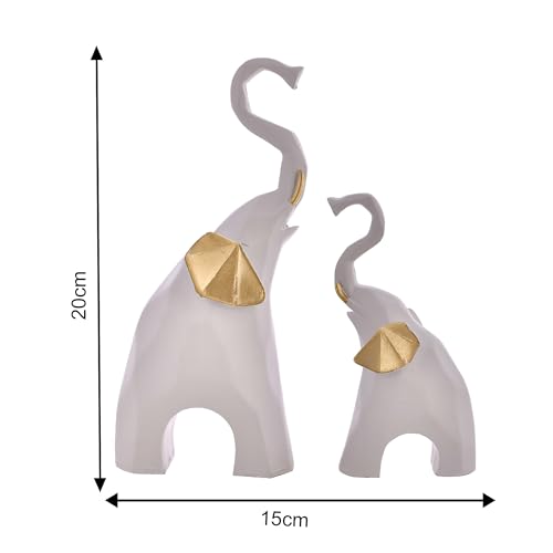 Deveie Crafts Elephant Family Statue Antique Design Sculpture for Home Décor, Showpiece for Living Room Table Décor (20 X 15 CM) - Deveie