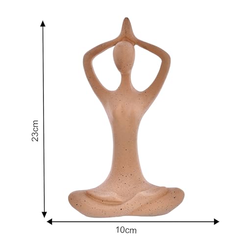 Deveie Crafts Resin Modern Art Yoga Lady Namaste Position Idol Figurine for Table Corner Living Room and for Home Decor, Showpiece for Decoration,(23 X 10 CM)