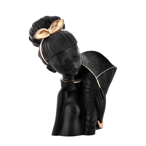 Deveie Crafts Resin Modern Art Decorative Flower Black Lady with Basket Statue for Living Room and Home Decor, Showpiece for Decoration,(29 X 18 CM) - Deveie