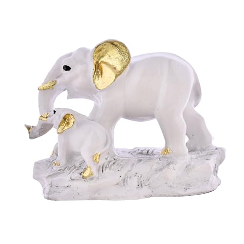 Deveie Crafts Walking Small Elephant Family Mom and Baby Sculpture for Home Décor, Showpiece for Living Room Table Décor (23x17 CM) - Deveie
