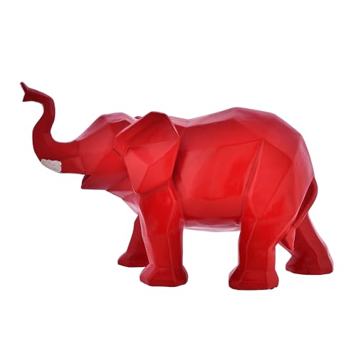 Deveie Crafts Elephant in Diamond Cut Pattern Antique Sculpture for Home Décor, Showpiece for Living Room Table Décor (22x20 CM) - Deveie