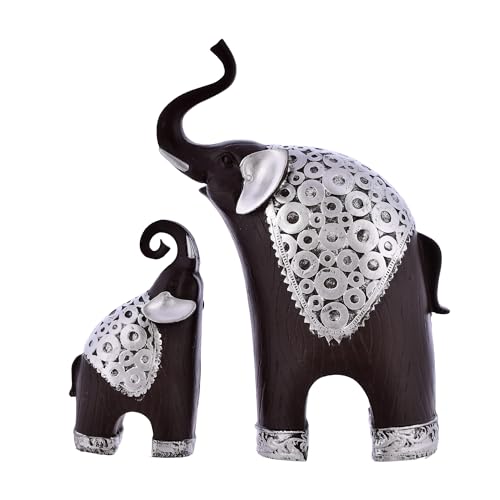 Deveie Crafts Elephant Family Antique Design Sculpture for Home Décor, Showpiece for Living Room Table Décor (28x19 CM) - Deveie