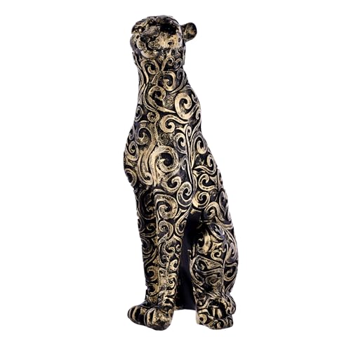 Deveie Crafts Panther Sitting Position Animal Showpiece Antique Sculpture for Home Décor, Sculpture for Living Room Table Décor (36X24CM) - Deveie