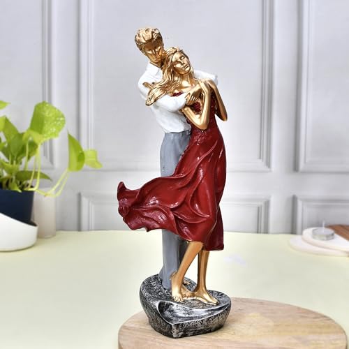 Deveie Crafts Resin Modern Art Valentine Romantic Love Couple Statue for Home Decor, Showpiece for Living Room, Table Décor (37 X 12 CM) - Deveie
