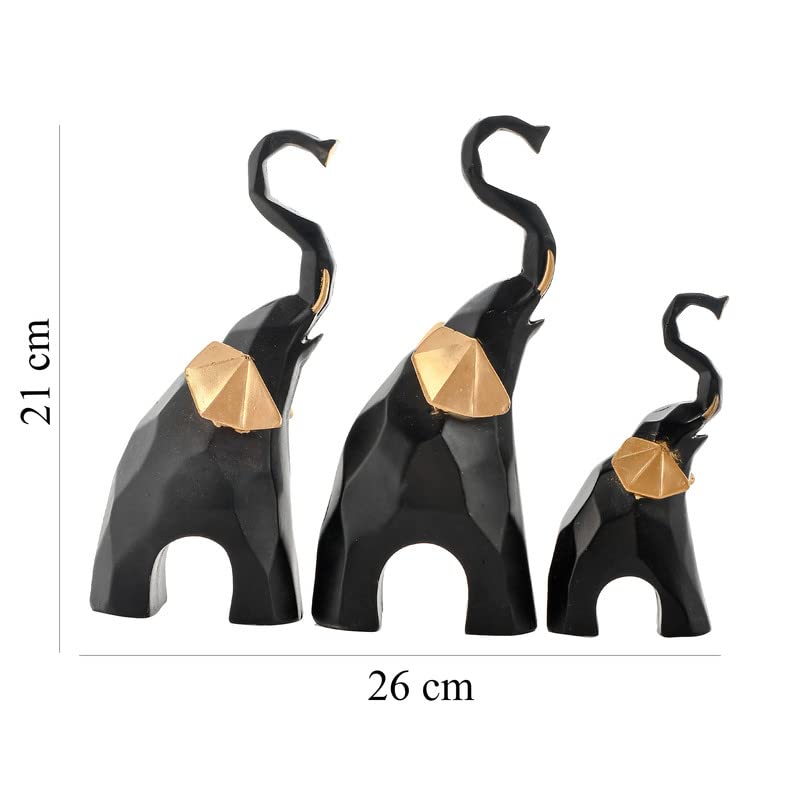 Handmade Elephant Statue for Home, Living Room and Bedroom Décor Lovable Designer Decorative Gift Item (Set of 3) by Deveie Crafts - Deveie