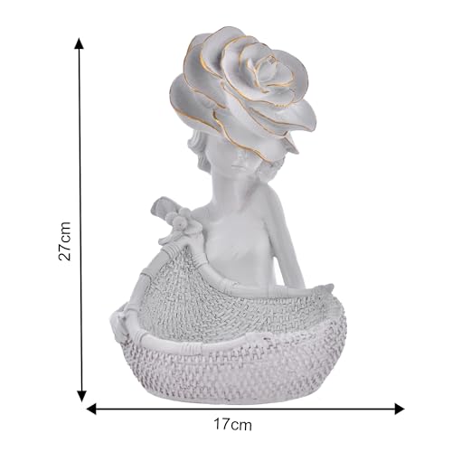 Deveie Crafts Resin Modern Art Decorative Lady with Basket Statue for Living Room and Home Decor, Showpiece for Decoration,(27 X 17 CM) - Deveie