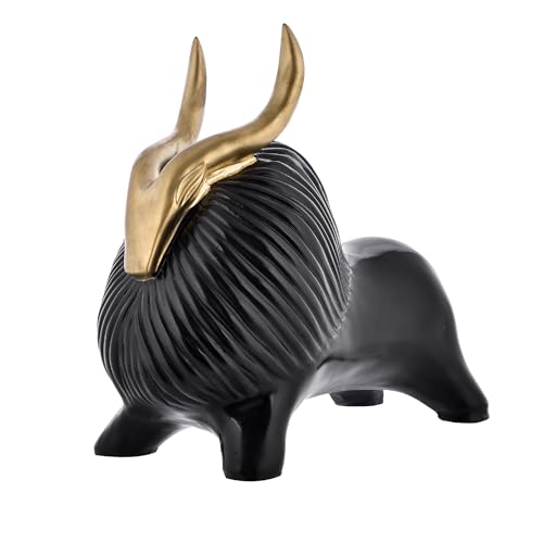Deveie Crafts Black Yak Sculpture for Home Decor with Golden Horned, Showpiece for Living Room Table Décor (30 X30 CM) - Deveie
