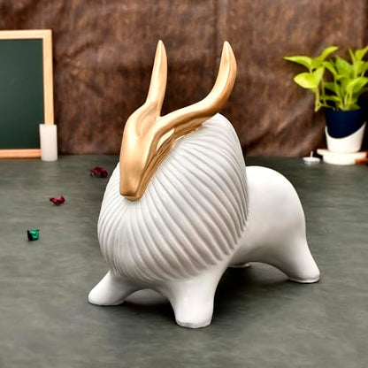 Deveie Crafts Black Yak Sculpture for Home Decor with Golden Horned, Showpiece for Living Room Table Décor (30 X30 CM) - Deveie