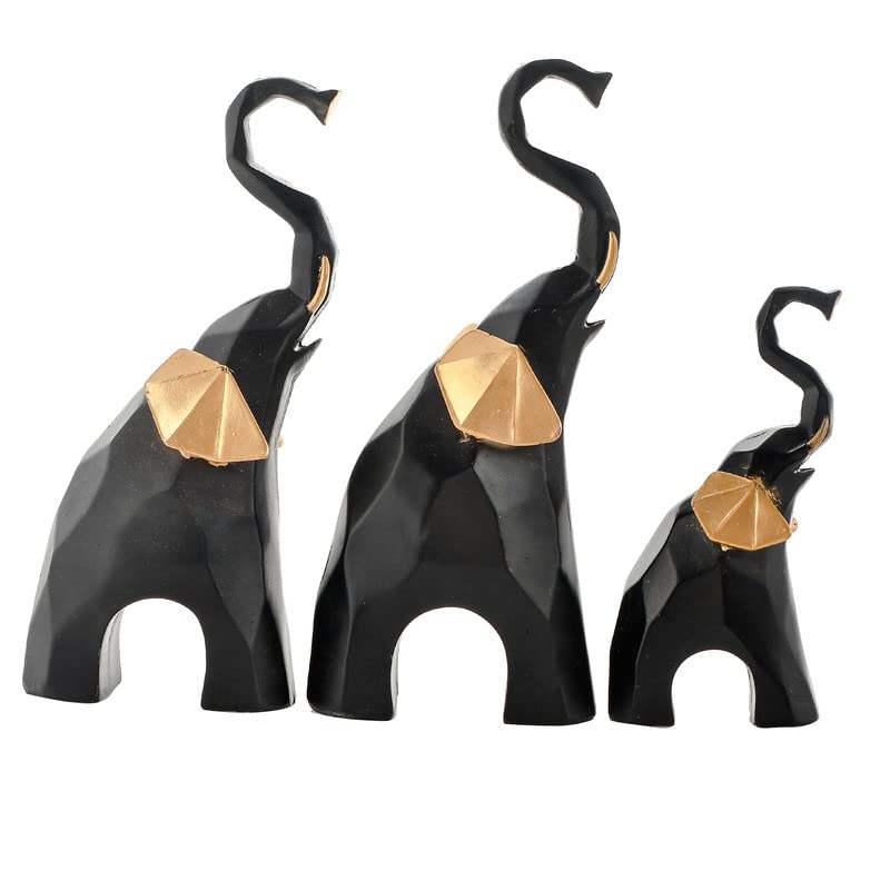 Handmade Elephant Statue for Home, Living Room and Bedroom Décor Lovable Designer Decorative Gift Item (Set of 3) by Deveie Crafts - Deveie