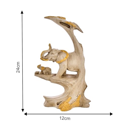 Deveie Crafts Elephant Family Statue Antique Design Sculpture for Home Décor, Showpiece for Living Room Table Décor (24 X 12 CM) - Deveie