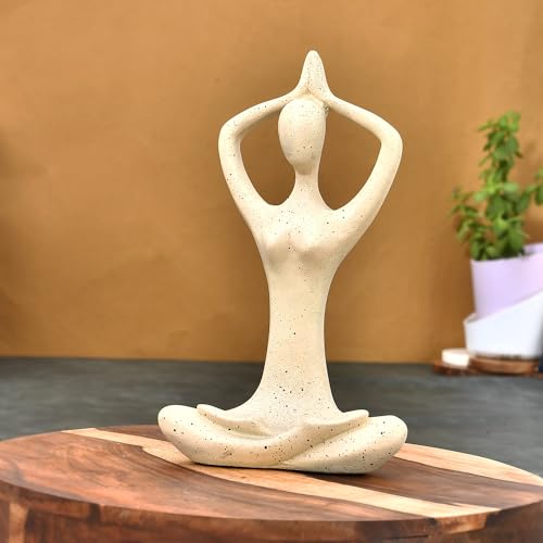 Deveie Crafts Resin Modern Art Yoga Lady Namaste Position Idol Figurine for Table Corner Living Room and for Home Decor, Showpiece for Decoration,(23 X 10 CM) - Deveie