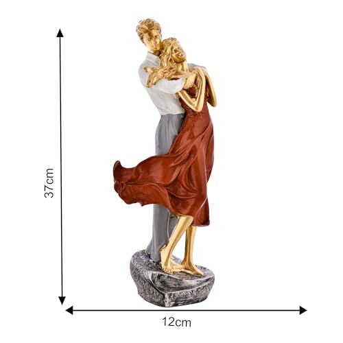 Deveie Crafts Resin Modern Art Valentine Romantic Love Couple Statue for Home Decor, Showpiece for Living Room, Table Décor (37 X 12 CM)