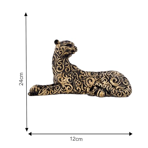 Deveie Craft Panther Sitting Position Antique Design Sculpture for Home Dcor, Showpiece for Living Room, Table Decor - Deveie