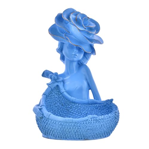 Deveie Crafts Resin Modern Art Decorative Lady with Basket Statue for Living Room and Home Decor, Showpiece for Decoration,(27 X 17 CM) - Deveie