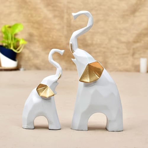 Deveie Crafts Elephant Family Statue Antique Design Sculpture for Home Décor, Showpiece for Living Room Table Décor (20 X 15 CM) - Deveie