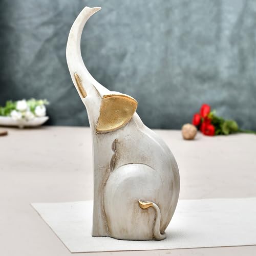 Deveie Crafts Elephant Showpiece Antique Design Sculpture for Home Décor, Showpiece for Living Room Table Décor (24x12 CM) - Deveie