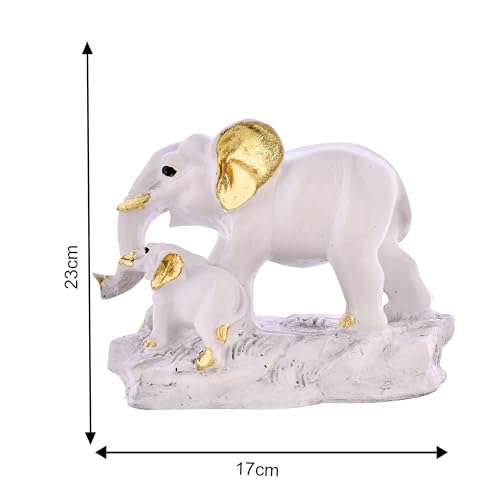 Deveie Crafts Walking Small Elephant Family Mom and Baby Sculpture for Home Décor, Showpiece for Living Room Table Décor (23x17 CM) - Deveie