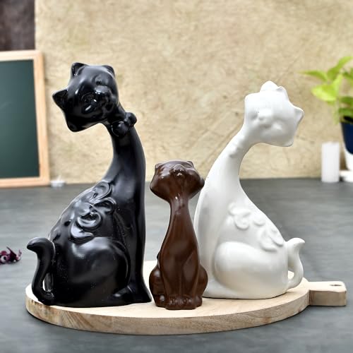 Deveie Crafts Cat Family Antique Showpiece for Home Décor/Gifting/Living Room, Statue for Decoration, Table Décor (27X22 CM) - Deveie