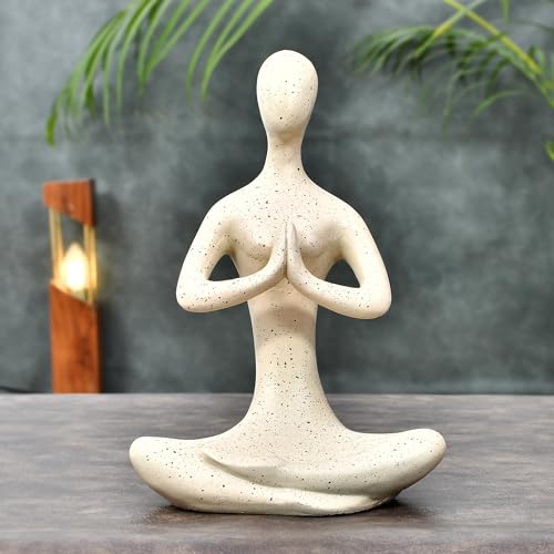 Deveie Crafts Resin Modern Art Yoga Lady Namaste Position Idol Figurine for Table Corner Living Room and for Home Decor, Showpiece for Decoration(20 X 14 CM)