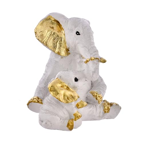 Deveie Crafts Small Elephant Family Mom and Baby Sculpture for Home Décor, Showpiece for Living Room Table Décor (16 X 16 CM) - Deveie