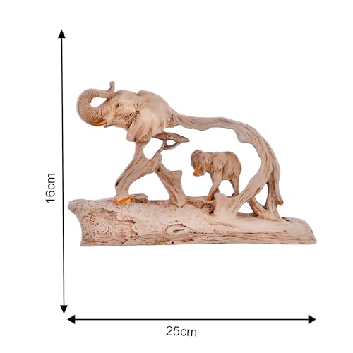 Deveie Crafts Elephant Family On Mountain Antique Design Sculpture for Home Décor, Showpiece for Living Room Table Décor (16x15 CM) - Deveie
