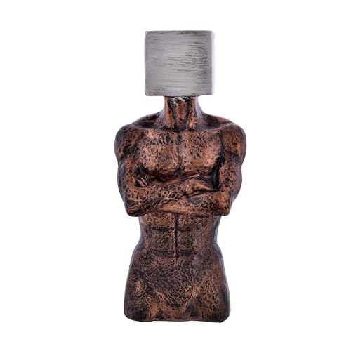 Deveie Crafts Resin Modern Art Men Statue Square Sign On Face for Home Decor, Showpiece for Living Room, Table Décor (25 X 16 CM) - Deveie