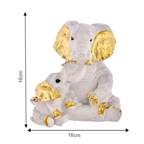 Deveie Crafts Small Elephant Family Mom and Baby Sculpture for Home Décor, Showpiece for Living Room Table Décor (16 X 16 CM) - Deveie