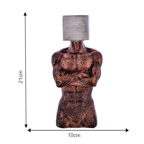 Deveie Crafts Resin Modern Art Men Statue Square Sign On Face for Home Decor, Showpiece for Living Room, Table Décor (25 X 16 CM) - Deveie