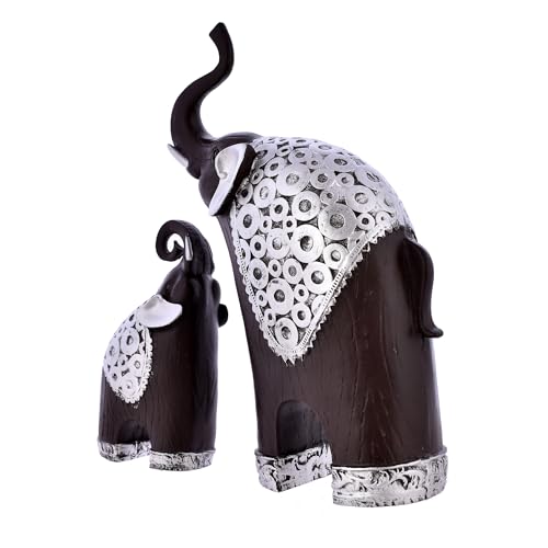 Deveie Crafts Elephant Family Antique Design Sculpture for Home Décor, Showpiece for Living Room Table Décor (28x19 CM) - Deveie