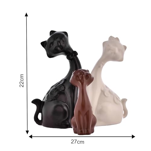 Deveie Crafts Cat Family Antique Showpiece for Home Décor/Gifting/Living Room, Statue for Decoration, Table Décor (27X22 CM) - Deveie