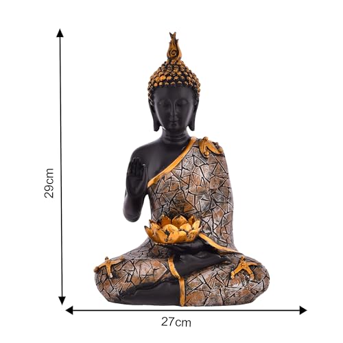 Deveie Crafts Blessing Diya Samadhi Buddha for Home Décor, Showpeice for Living Room, Sculpture for Table Décor (29 X 27 CM) - Deveie