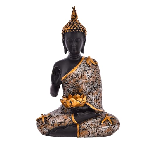 Deveie Crafts Blessing Diya Samadhi Buddha for Home Décor, Showpeice for Living Room, Sculpture for Table Décor (29 X 27 CM) - Deveie