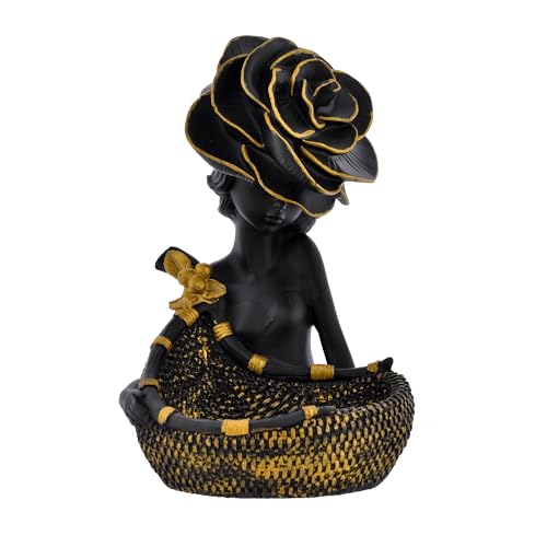 Deveie Crafts Resin Modern Art Decorative Lady with Basket Statue for Living Room and Home Decor, Showpiece for Decoration,(27 X 17 CM)