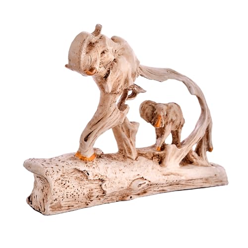 Deveie Crafts Elephant Family On Mountain Antique Design Sculpture for Home Décor, Showpiece for Living Room Table Décor (16x15 CM)