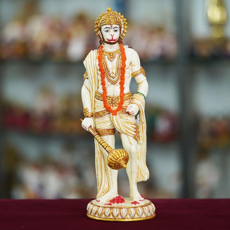 Deveie Crafts Marble Handmade Hanuman Ji Idol for Home Décor Decorations for Living Room Handcrafted Showpiece for Décor (10 INCHES Height) - Deveie